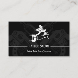 Gun Pen - minimalistisk modern svart tattoartist Visitkort