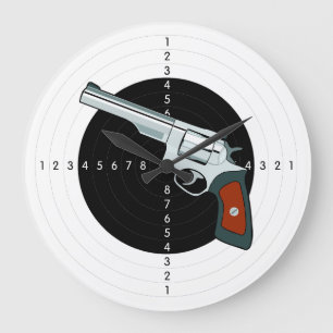 Gun Range-mål med Revolver Pistol Stor Klocka