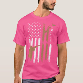 Gun Rifle Hunt Anka American Flagga Usa T Shirt