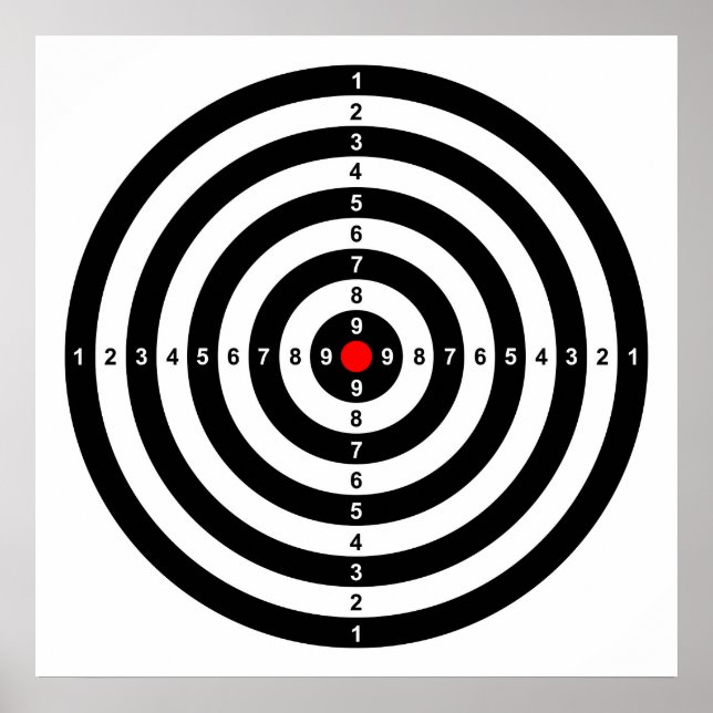 gun shooting range bulls eye target symbol poster (Framsidan)