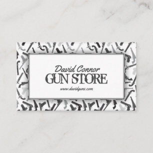 Gun Shop Firearm Mönster Simple White Grått Card Visitkort