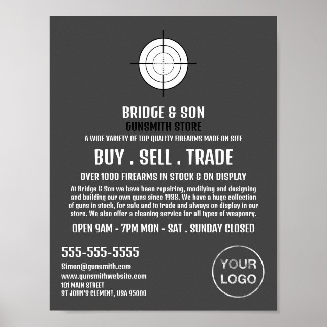 Gun Target, Gunsmith, Gunstore Advertising Poster (Framsidan)