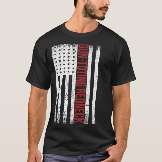 GUN TOTING REDNECK FLAG T SHIRT (Framsida)