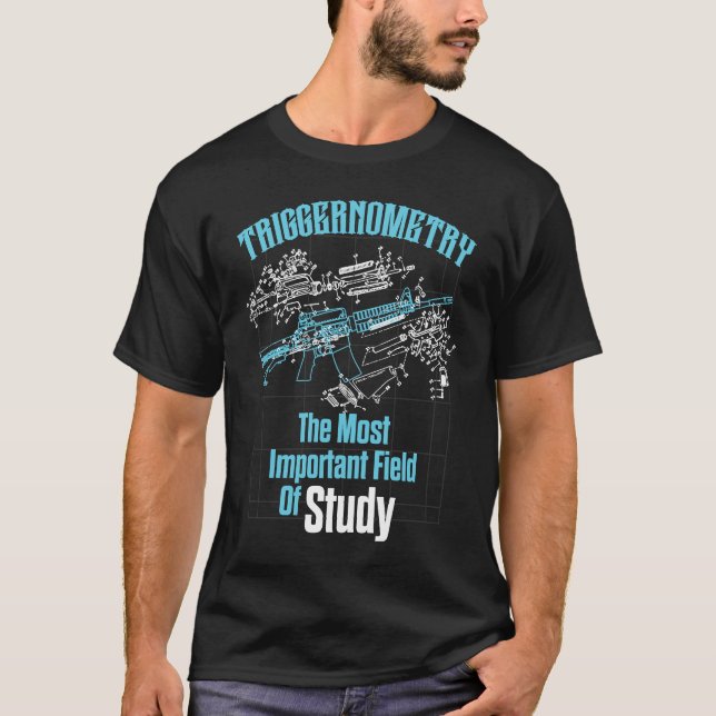 Gun Triggernometri Fält i studie AR15 Specifikatio T Shirt (Framsida)