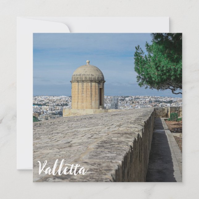 Gun turret på gamla stadsmurar i Valletta, Malta (Framsida)