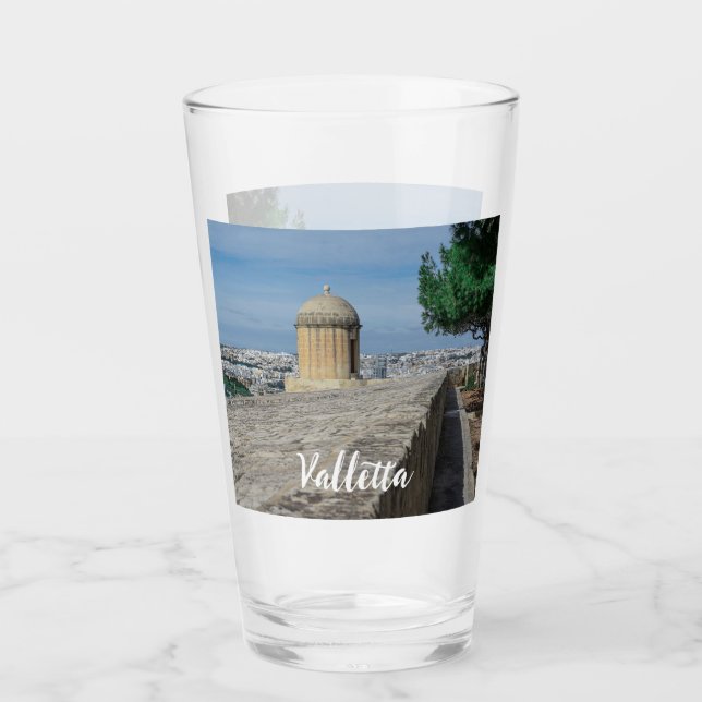 Gun turret på gamla stadsmurar i Valletta, Malta Glaskopp (Framsida)