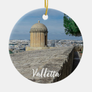 Gun turret på gamla stadsmurar i Valletta, Malta Julgransprydnad Keramik