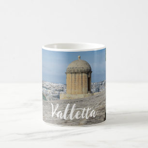 Gun turret på gamla stadsmurar i Valletta, Malta Kaffemugg