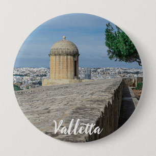 Gun turret på gamla stadsmurar i Valletta, Malta Knapp