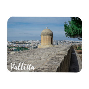 Gun turret på gamla stadsmurar i Valletta, Malta Magnet