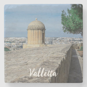 Gun turret på gamla stadsmurar i Valletta, Malta Stenunderlägg