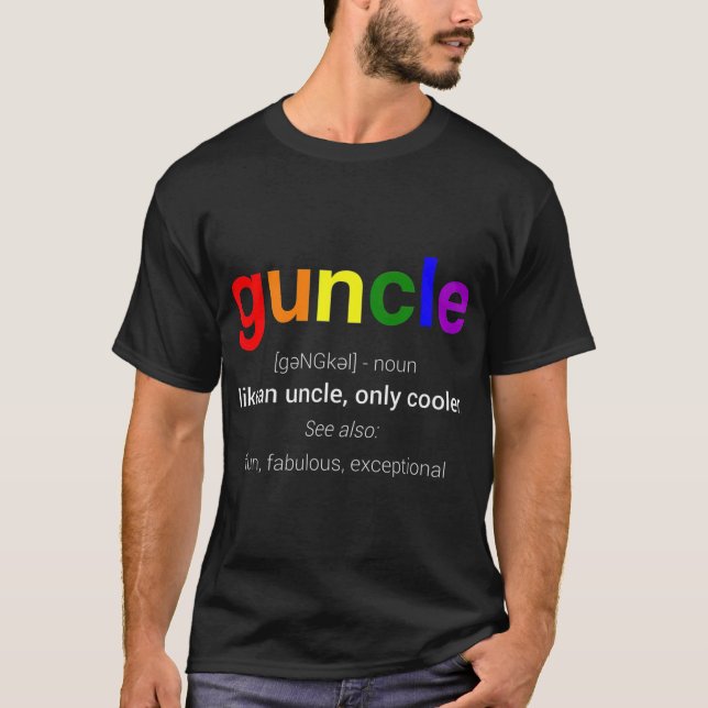 Guncle Definition Funny Gift for Gay farbror T Shirt (Framsida)