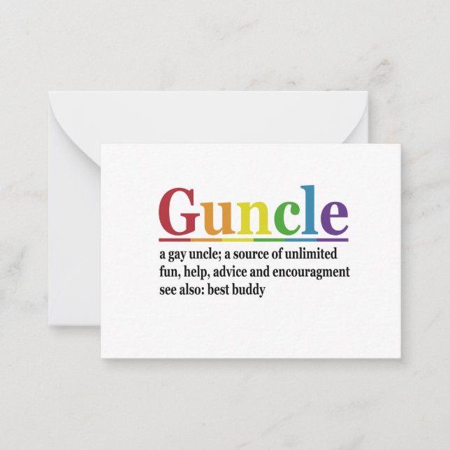 Guncle Definition Rainbow Funny Gift Anteckningskort (Framsida)