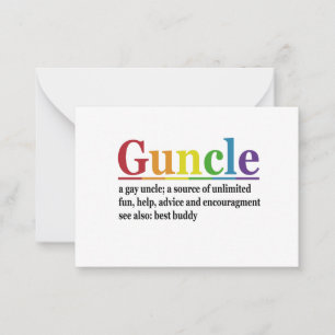 Guncle Definition Rainbow Funny Gift Anteckningskort