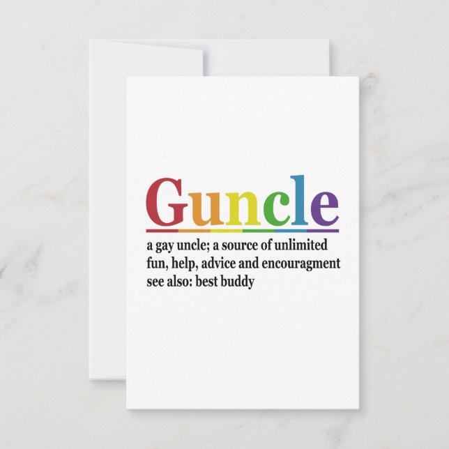 Guncle Definition Rainbow Funny Gift Tack Kort (Framsida)