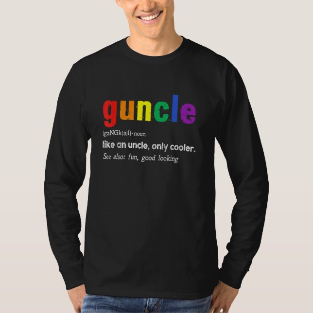 Guncle Definition Rainbow Pride Färg för Gay UNCL T Shirt (Framsida)