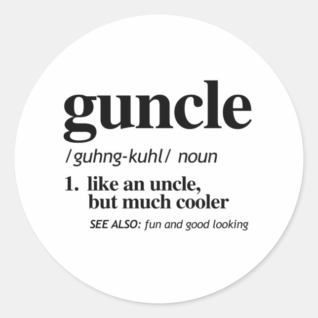 Guncle Definition Runt Klistermärke (Framsida)