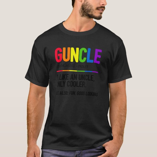 Guncle som en Lesbisk av en marmorkuler Gay pride T Shirt (Framsida)