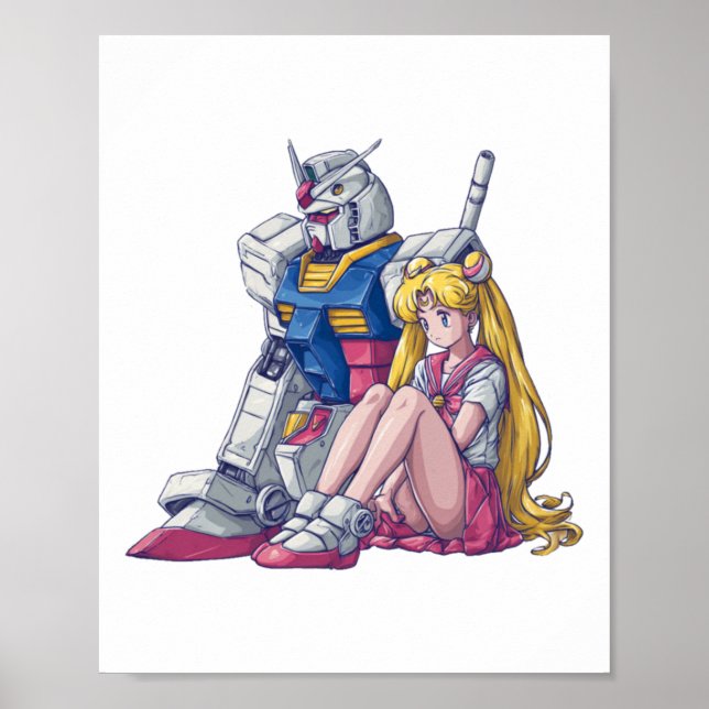 Gundam And Moon A Mecha Magical Crossover  Poster (Framsidan)