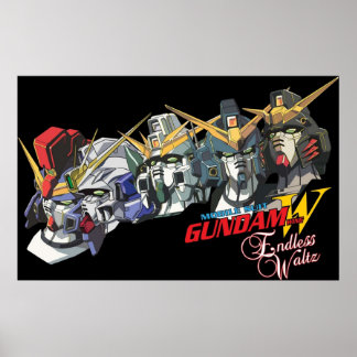 Gundam Vinge Endless Waltz Alla fem Poster