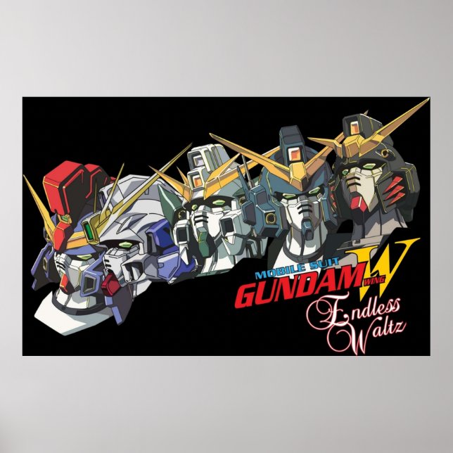 Gundam Vinge Endless Waltz Alla fem Poster (Framsidan)