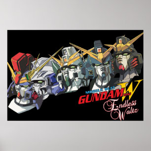 Gundam Vinge Endless Waltz Alla fem Poster