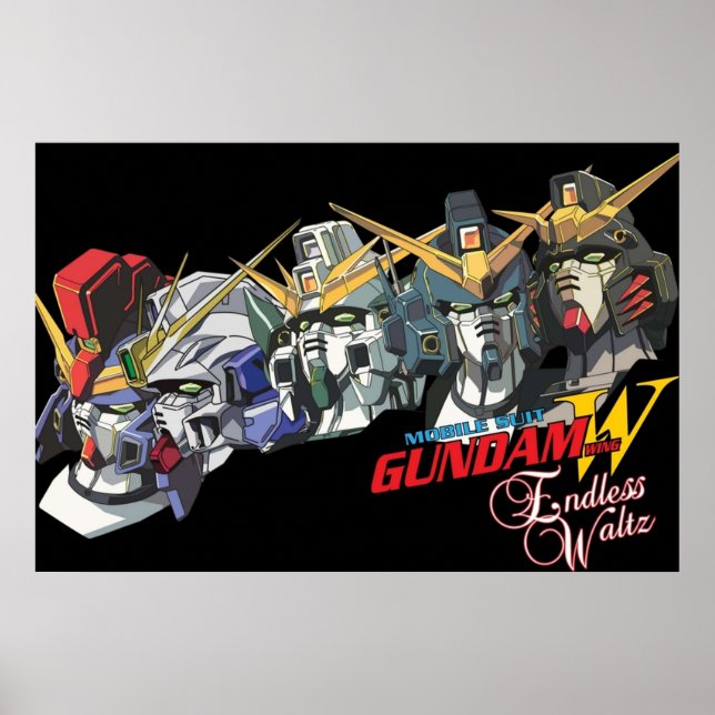 Gundam Vinge Endless Waltz Alla fem Poster (Framsidan)