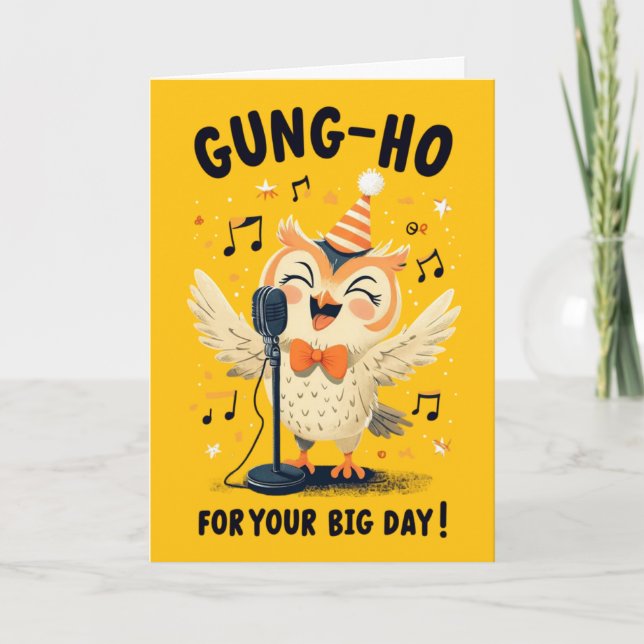 Gung-Ho Uggla Birthday Celebring Singing Design Kort (Framsida)