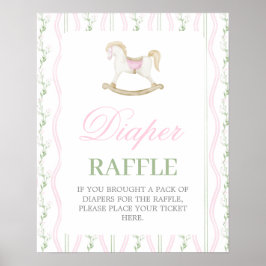Gungande häst baby shower flicka blöja lotteri sky poster