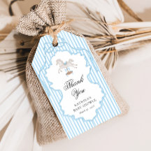 Gungande häst Blå baby shower tack