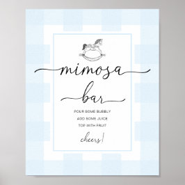 Gungande häst Blå Rutig Mimosa Barskylt Poster