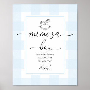 Gungande häst Blå Rutig Mimosa Barskylt Poster