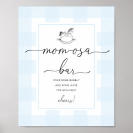 Gungande häst Blå Rutiga Dusch Mom-osa Barskylt Poster