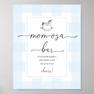 Gungande häst Blå Rutiga Dusch Mom-osa Barskylt Poster
