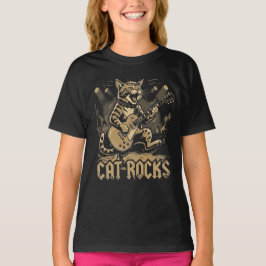 Gungande kattgitarr Rollig musik Djurdesign T Shirt