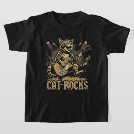 Gungande kattgitarr Rollig musik Djurdesign T Shirt