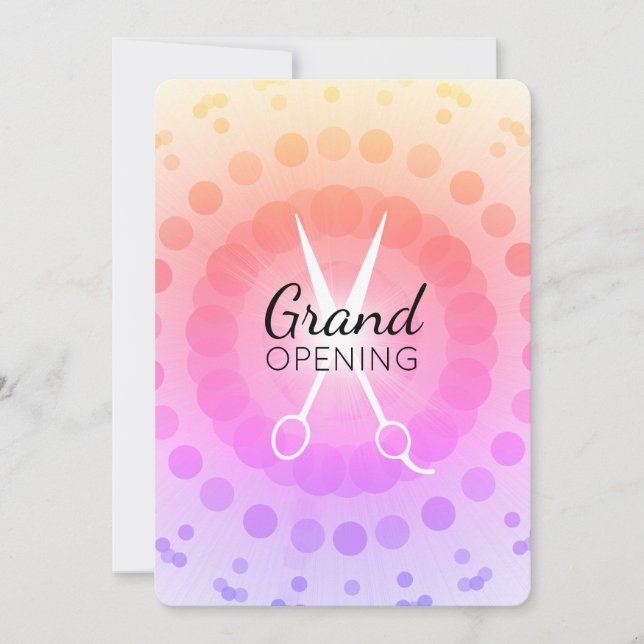 Gungande sax hårstilsalong med öppning inbjudningar (Framsida)