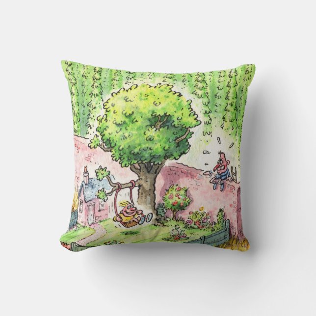 Gungapojkekast dämpar stor grönt kudde (Framsida)