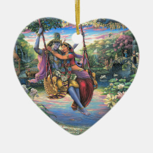Gungatidsfördrivet - Radha och Krishna Julgransprydnad Keramik