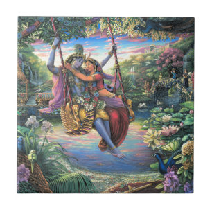 Gungatidsfördrivet - Radha och Krishna Kakelplatta