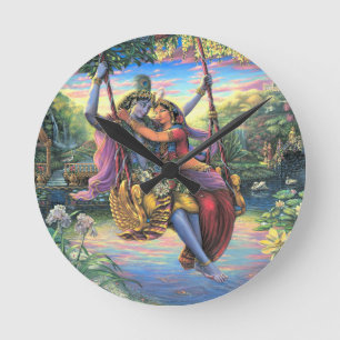 Gungatidsfördrivet - Radha och Krishna Rund Klocka