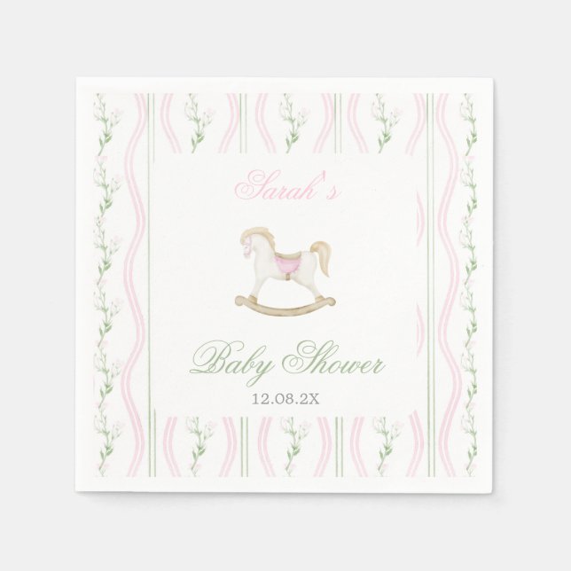 Gunghäst Baby Shower Flicka Pappersservett (Framsidan)