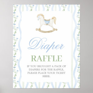 Gunghästen Pojke Baby Shower Blöja Lotteri Skylt