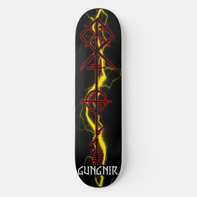 Gungnir Odin Spear Red Mini Skateboard Bräda 18,5 Cm (Framsida)