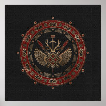 Gungnir - Svart och rött läder och guld