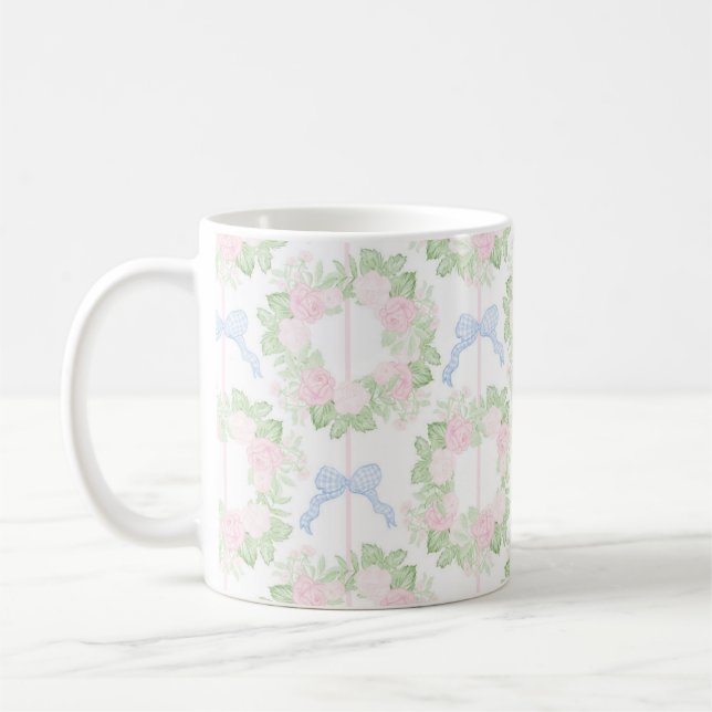 Gungtusenåriga Blommigten Wreaths Gingham Bows Mug Kaffemugg (Vänster)