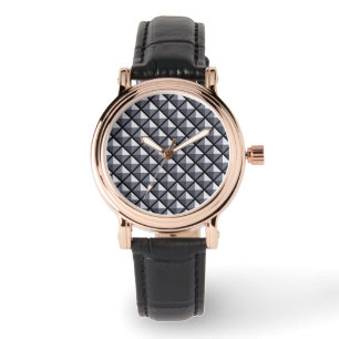 Gunmetal grått, metallliknande utseende, studerade armbandsur