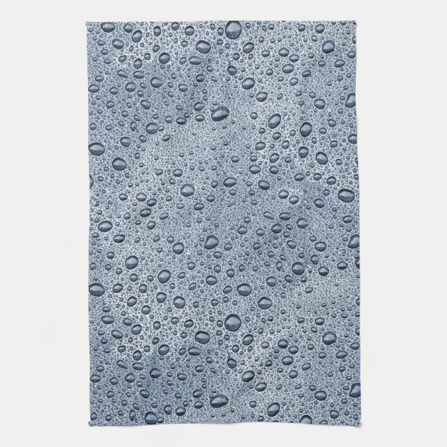 Gunmetal grått vatten droplets kökshandduk (Vertikal)