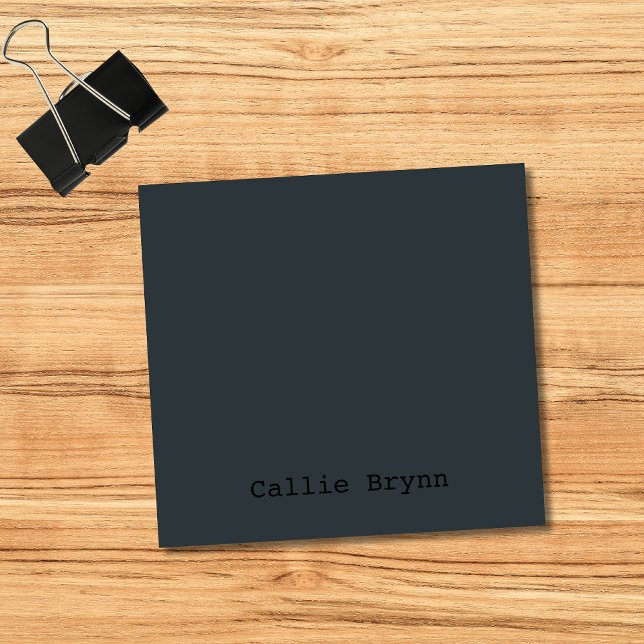 Gunmetal Professional Minimalist Svart Skript Post-it Block (Skapare uppladdad)