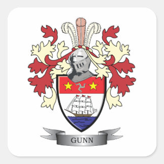 Gunn Family Crest Jackar om Arm Fyrkantigt Klistermärke